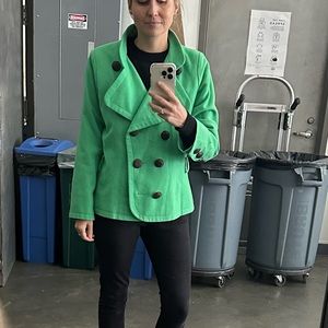 Vintage Yves Saint Laurent Green Pea Coat Sz 40 10